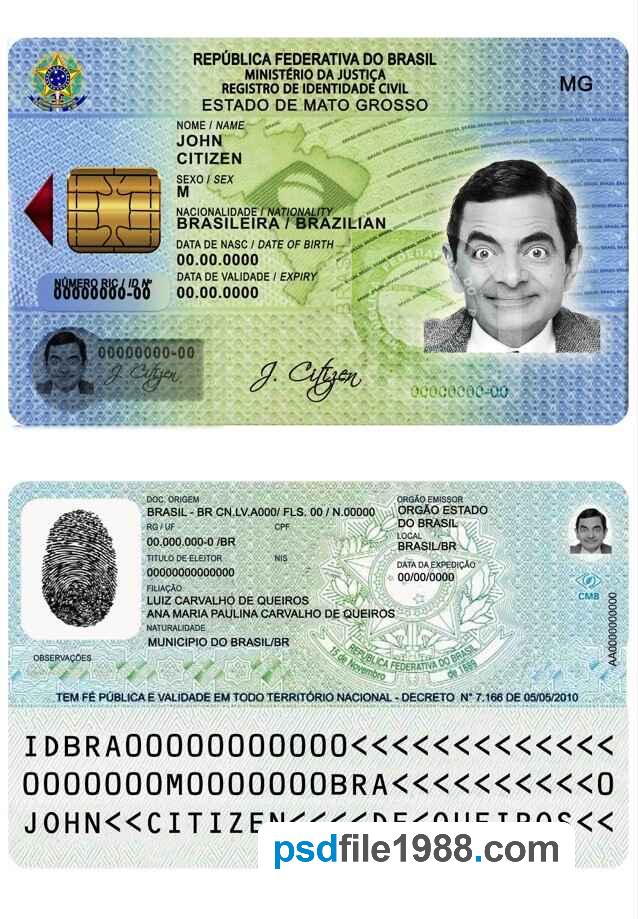Brazil ID Template from 2009
